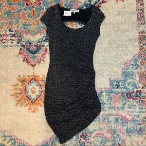 NWT Metallic Silver & Black Party Mini Dress - M